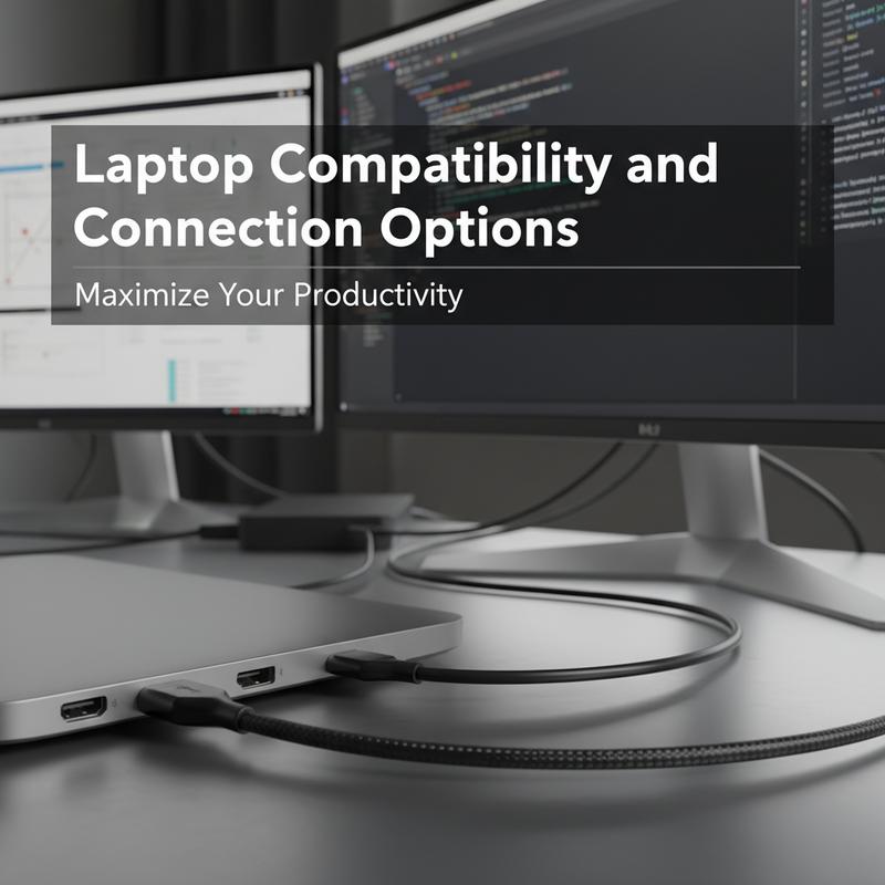 Laptop ports and monitor cables for HDMI, USB-C, and Thunderbolt connections.