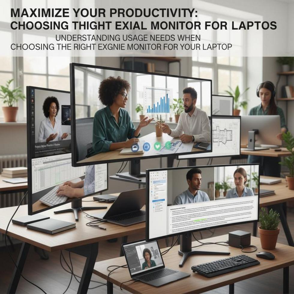 Home office featuring an external monitor setup connected to a laptop, evoking productivity and comfort.