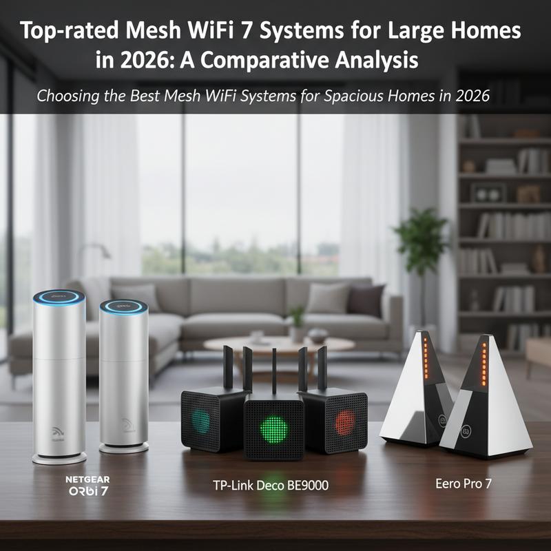 Side-by-side look at top mesh Wi-Fi 7 systems for big homes in 2026.