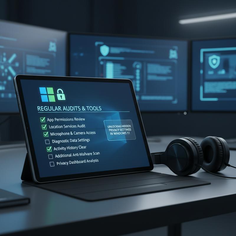 Windows 11 security and privacy audit checklist view.