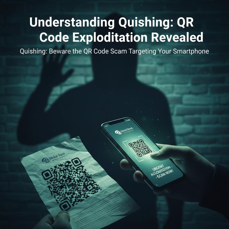 Person scanning a QR code that could send them to a fake login page (quishing example).