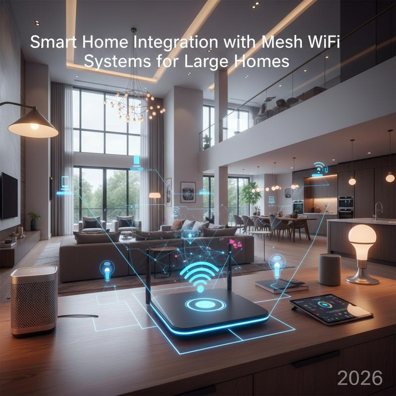 Mesh Wi-Fi and smart home setup in a large house in 2026.