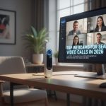 Advanced webcam integrated into a modern remote work setup for enhanced video call capabilities.