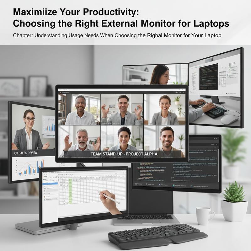 External monitor setups for office work, school, and gaming needs.