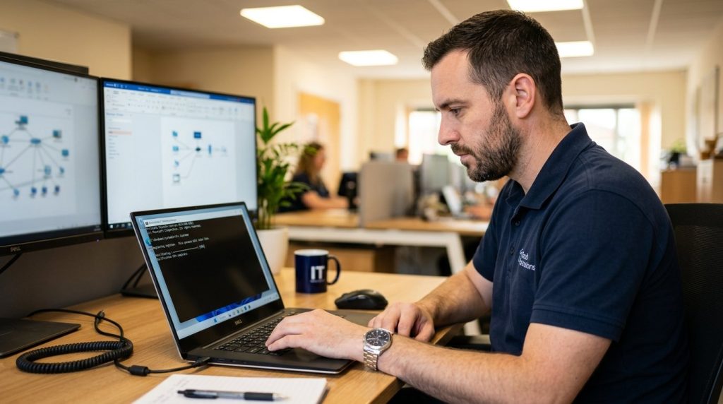 IT technician running sfc scannow command in Windows 11 Command Prompt