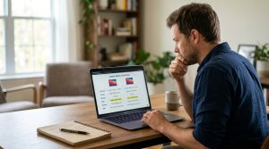 Person comparing laptop specs on screen trying to decide how much RAM they need