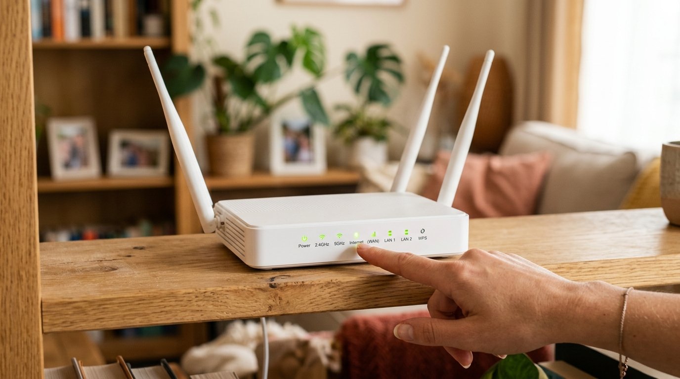 Checking Wi-Fi router LED status lights to diagnose internet connection problems